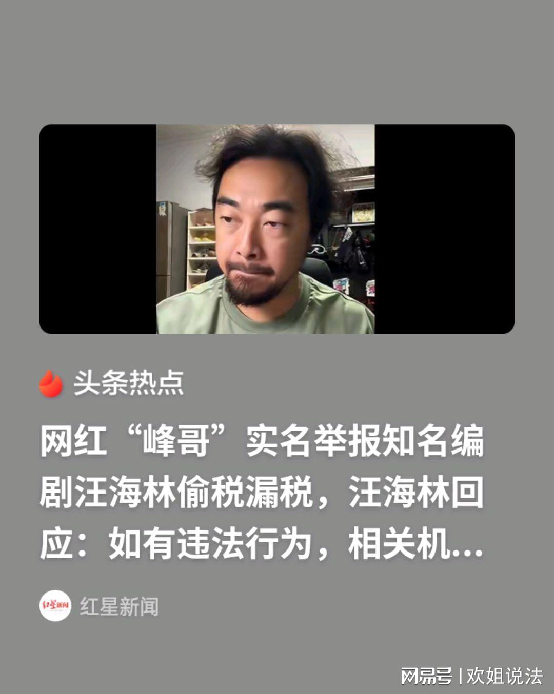 网红观察 | 网红峰哥实名举报汪海林偷税漏税，对方回怼：网红炒作、清者自清